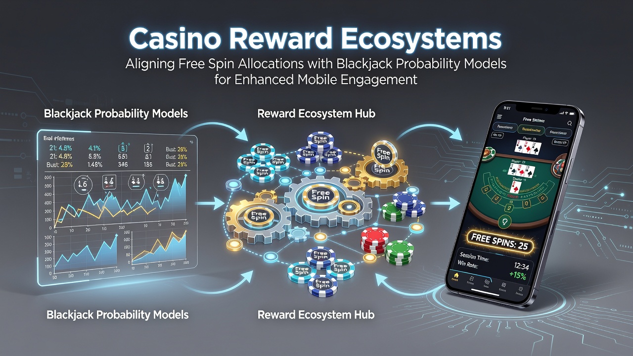 Darstellung eines mobilen Casino-Interfaces mit Freispiel-Allokationen und Blackjack-Wahrscheinlichkeitsmodellen