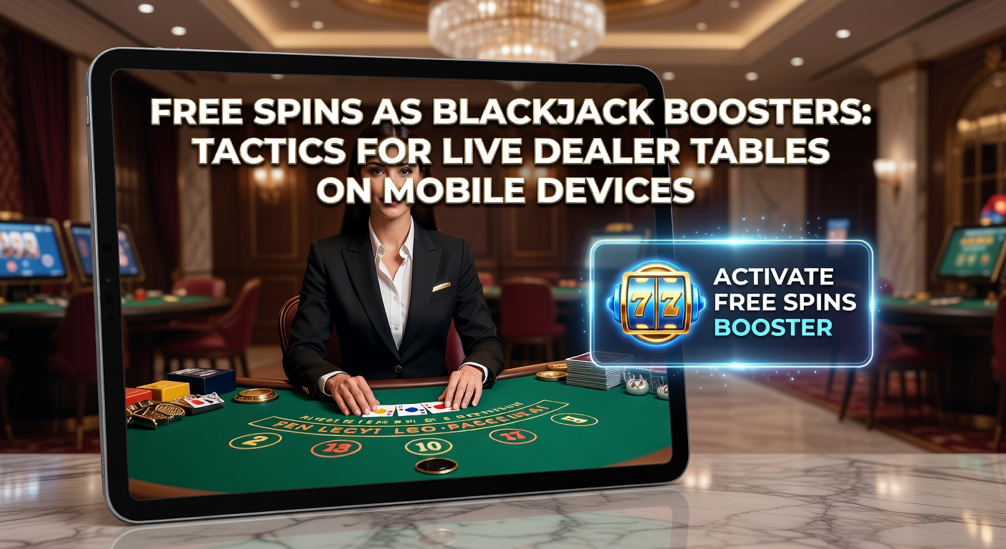 Smartphone mit Live-Blackjack-Tisch und Free-Spins-Angebot im Vordergrund, das mobile Gaming-Strategien illustriert
