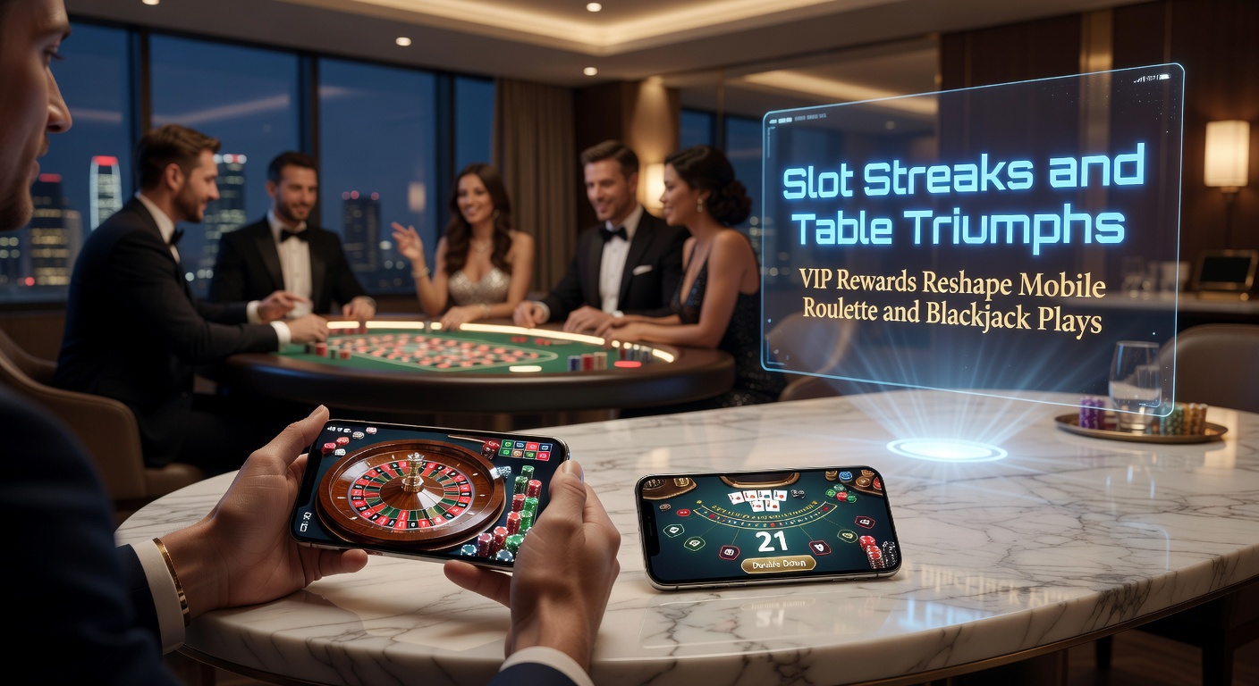 Live-Blackjack-Tisch auf Smartphone-Bildschirm mit VIP-Streak-Indikator und Roulette-Rad im Hintergrund