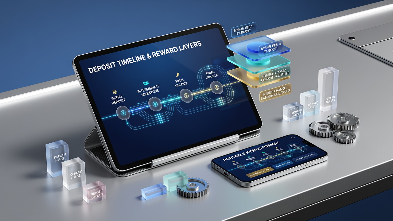 Mobile App-Oberfläche mit Verfolgung von Einzahlungen und hybriden Spielbelohnungen